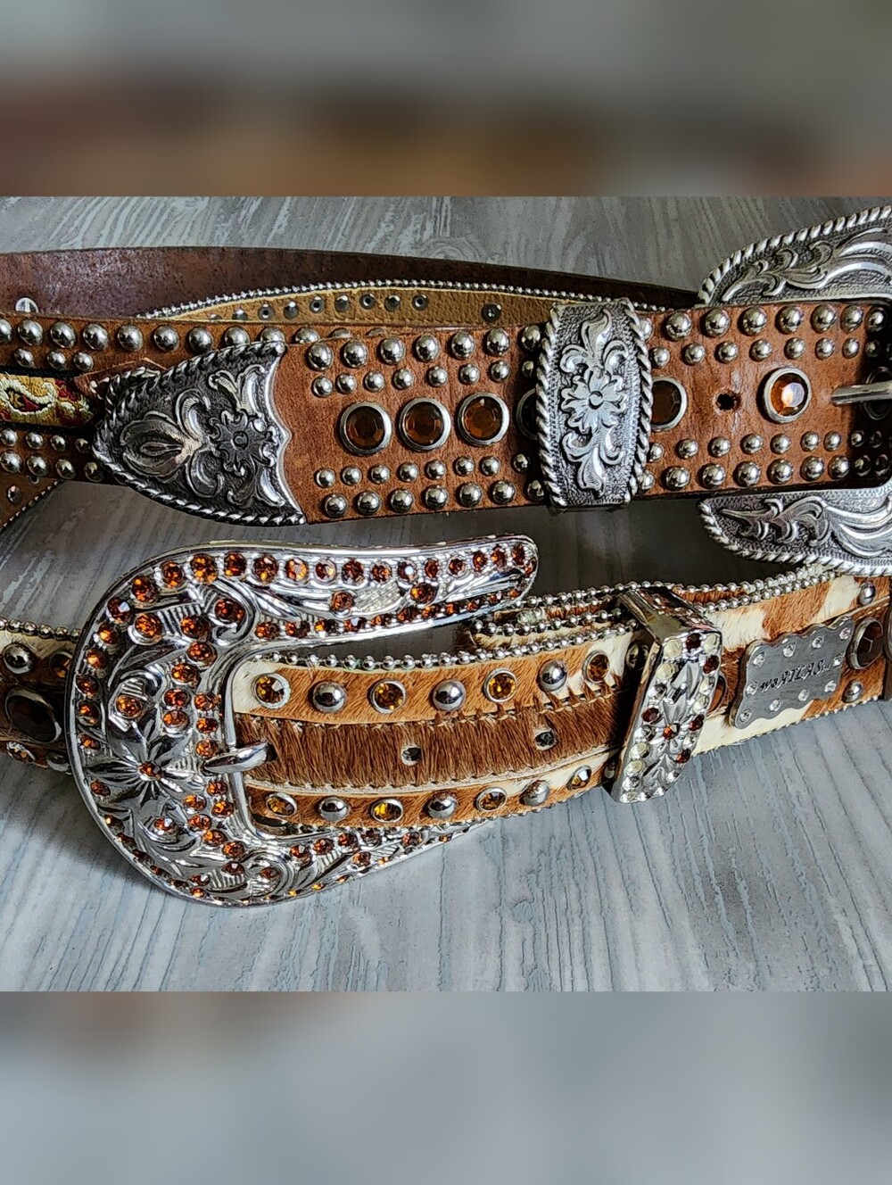 Vintage WB Atlas Bling Western Belt Bundle Y2k Country Leather Rhinestone - Picture 11 of 15